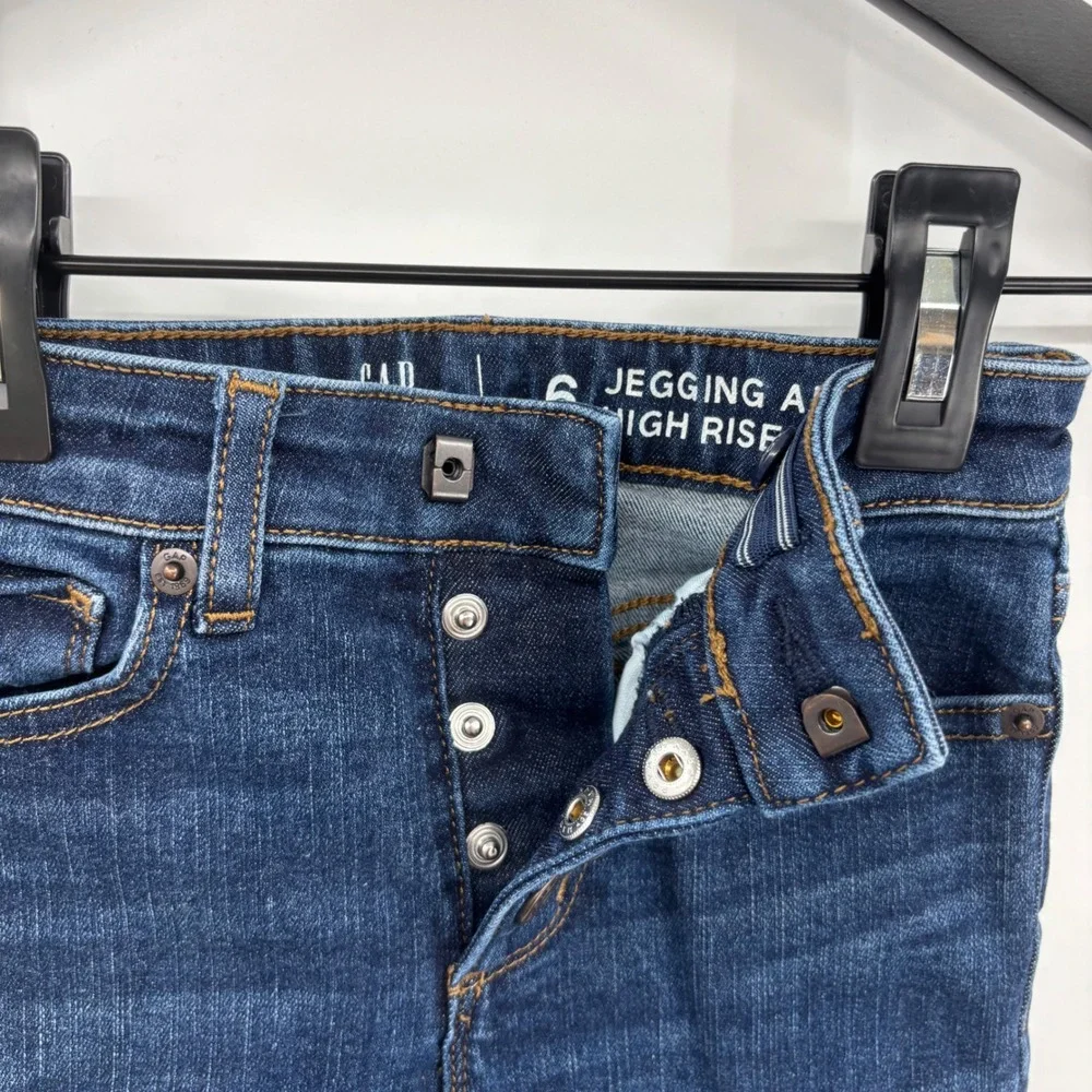 Gap Kids Girls High Rise‎ Ankle Jegging Jeans 6 Dark Wash Button S/706744-00-2
